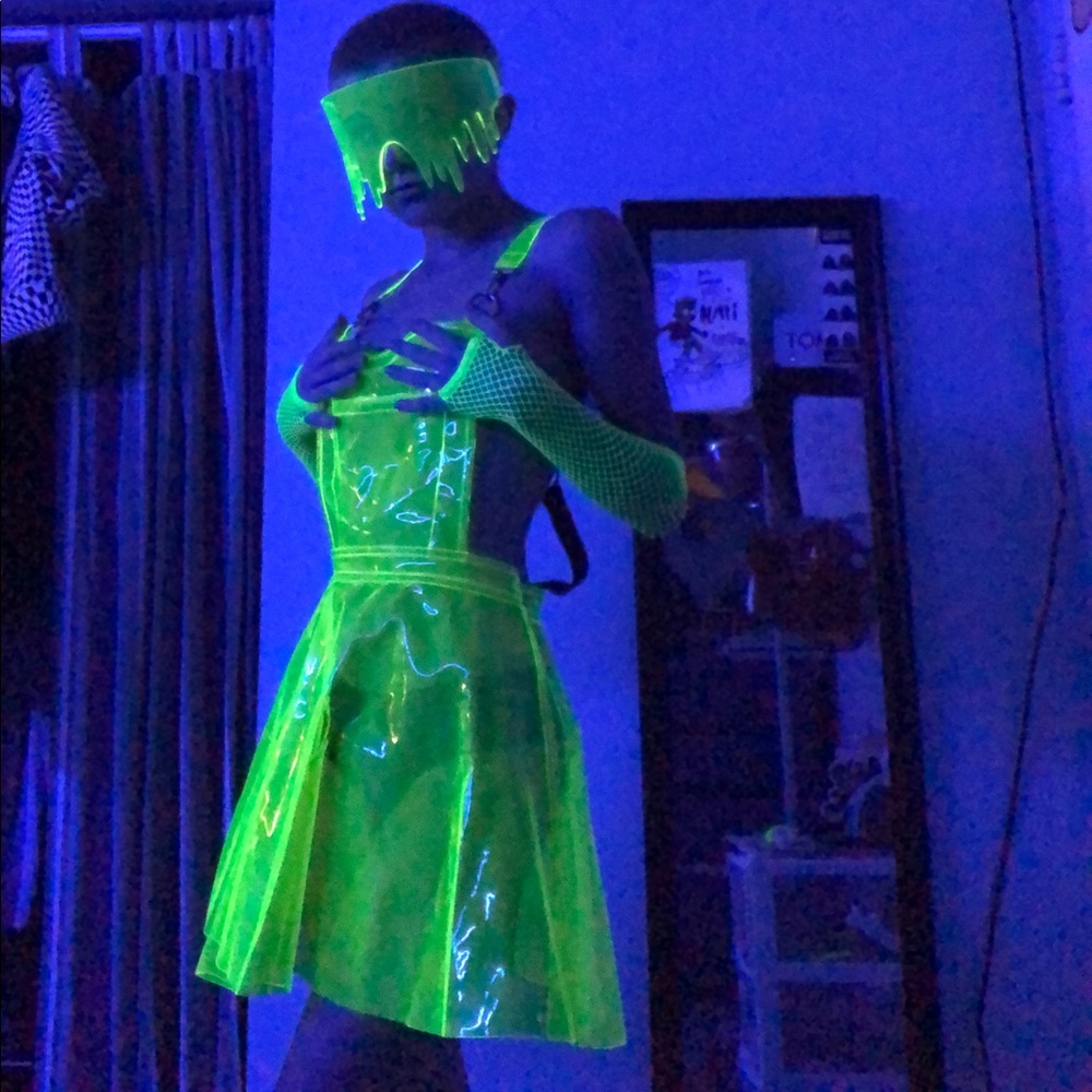 Neon green pvc dress